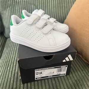 Adidas Kids White Sneakers with Green Details